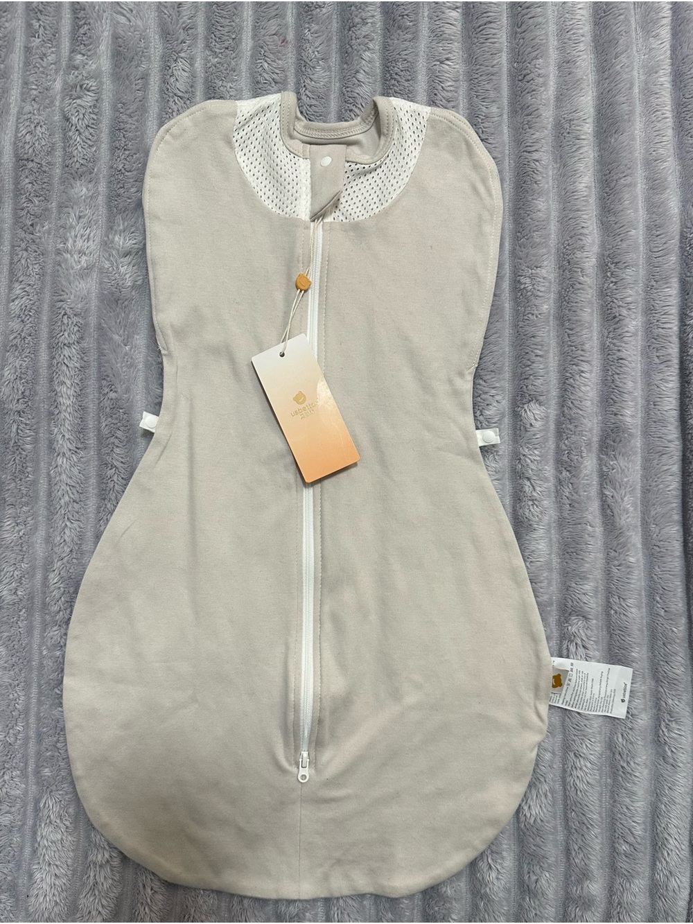 Neutral Beige Zippered Baby Sleep Sack - Lightweight Swaddle